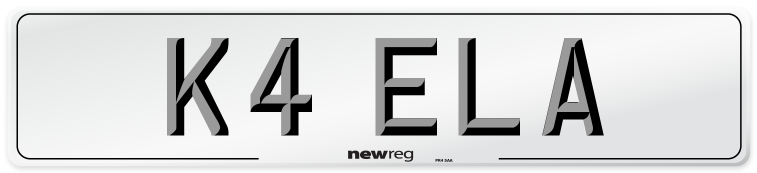 K4 ELA Number Plate from New Reg